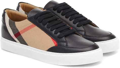 burberry salmond leather and cotton sneakers